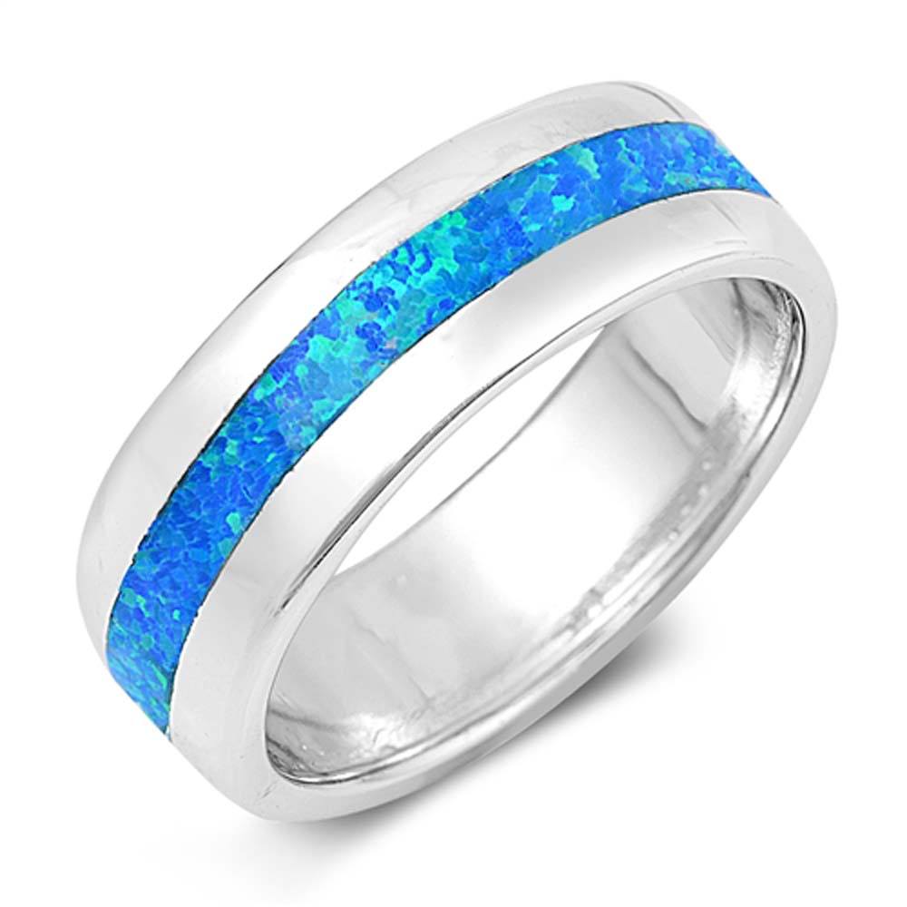 Sterling Silver Eternity Blue Lab Opal Ring