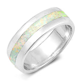 Sterling Silver Eternity White Lab Opal Ring