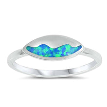 Load image into Gallery viewer, Sterling Silver Curve Shaped Blue Lab Opal Ring