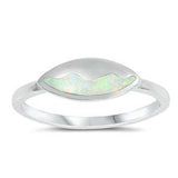 Sterling Silver Curve Shaped White Lab Opal Ring
