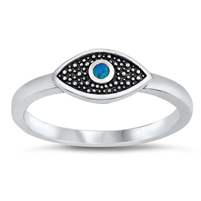 Sterling Silver Blue Lab Opal Eye Ring