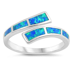 Sterling Silver Square Shaped Blue Lab Opal Ring