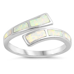 Sterling Silver Square Shaped White Lab Opal Ring