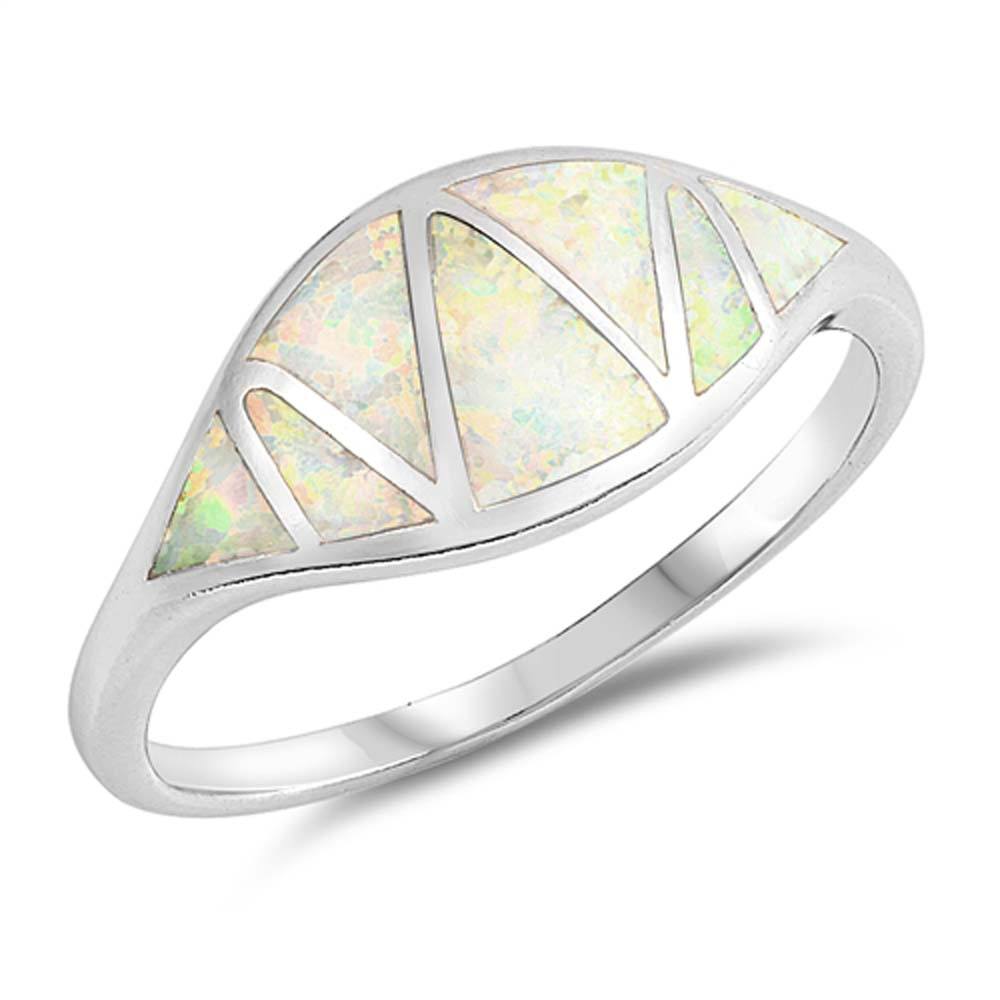 Sterling Silver White Lab Opal Ring