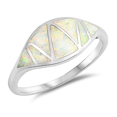 Sterling Silver White Lab Opal Ring