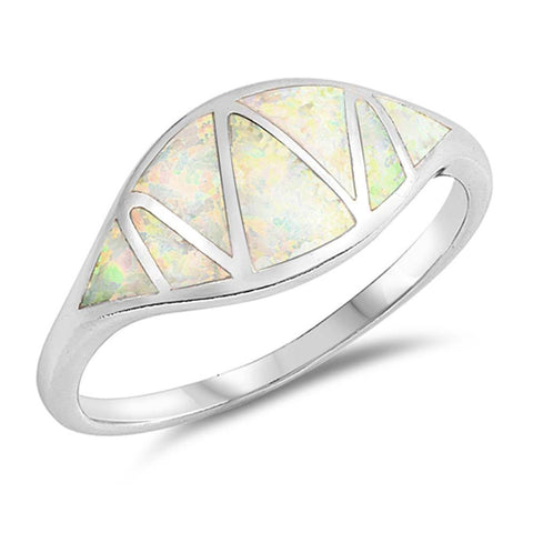 Sterling Silver White Lab Opal Ring