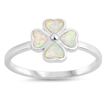 Load image into Gallery viewer, Sterling Silver Lab Opal Clover Ring