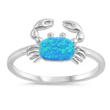 Sterling Silver Crab Shaped Blue Lab Opal Ring