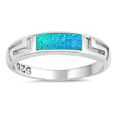 Sterling Silver Round Shaped Blue Lab Opal Ring