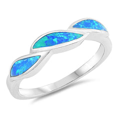 Sterling Silver Oval Shaped Blue Lab Opal Ring