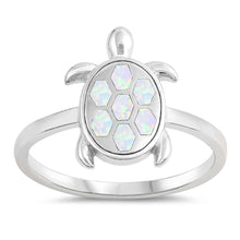 Load image into Gallery viewer, Sterling Silver Lab Opal Turtle Ring