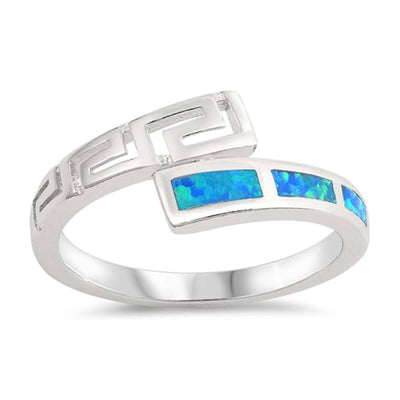 Sterling Silver Square Shaped Blue Lab Opal Ring