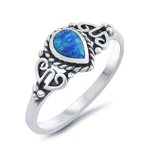 Load image into Gallery viewer, Sterling Silver Blue Lab Opal Ring