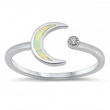 Load image into Gallery viewer, Sterling Silver White Lab Wavy Band Opal Ring