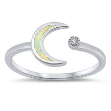 Load image into Gallery viewer, Sterling Silver White Lab Wavy Band Opal Ring