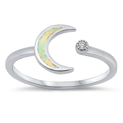 Sterling Silver White Lab Wavy Band Opal Ring