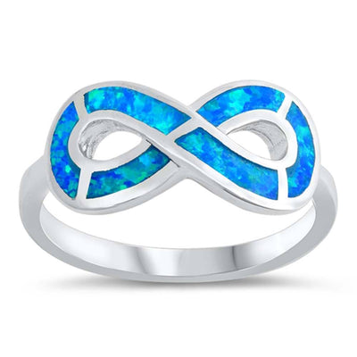 Sterling Silver Blue Lab Opal Infinity Sign Ring