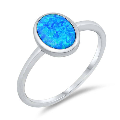 Sterling Silver Blue Lab Opal Ring