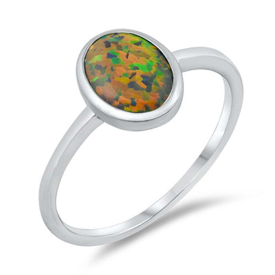 Sterling Silver Lab Opal Ring