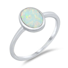 Load image into Gallery viewer, Sterling Silver White Lab Opal Ring