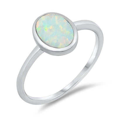 Sterling Silver White Lab Opal Ring