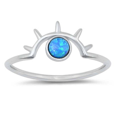 Sterling Silver Blue Lab Opal Eye Ring