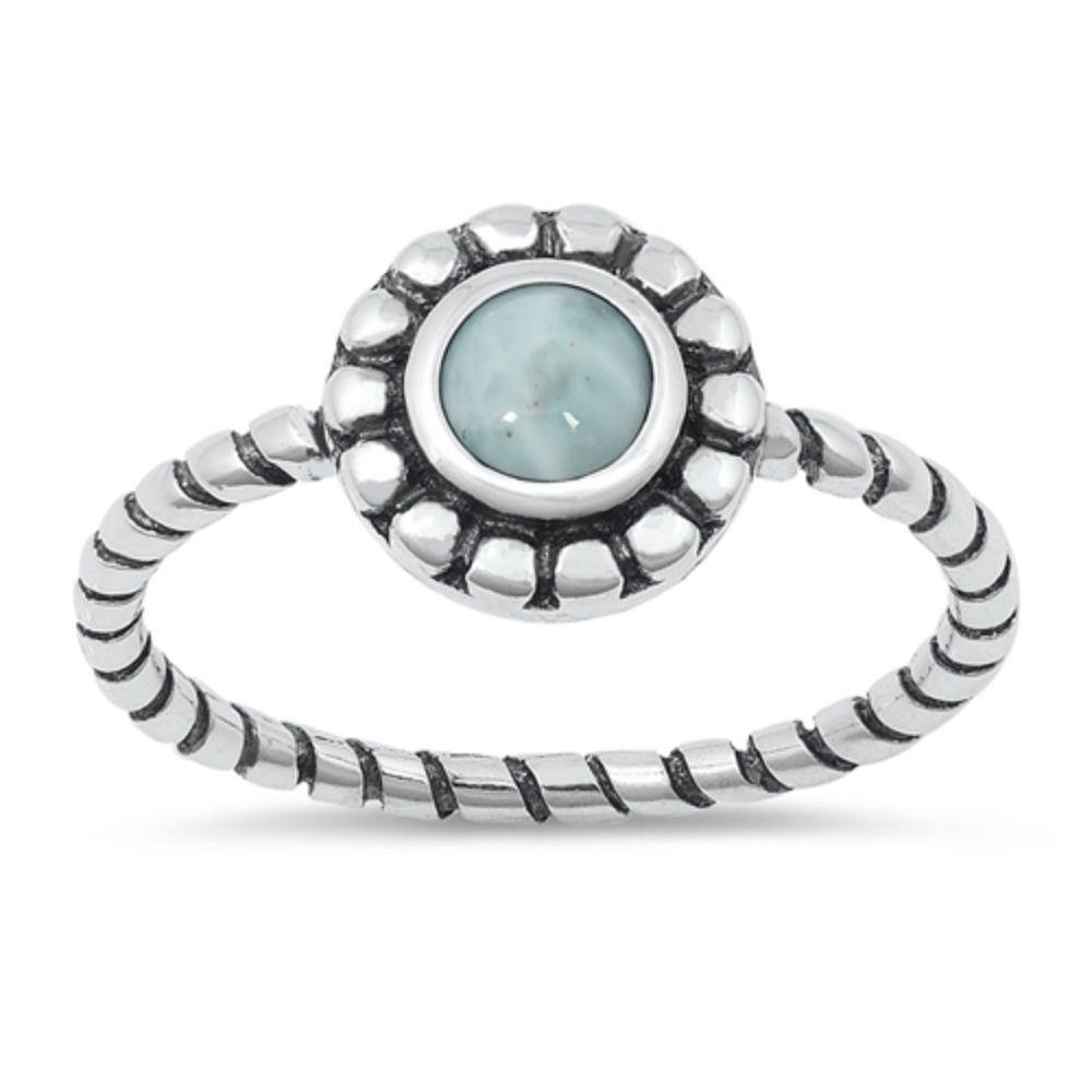 Sterling Silver Genuine Larimar Lab Opal Ring - silverdepot