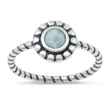Sterling Silver Genuine Larimar Lab Opal Ring