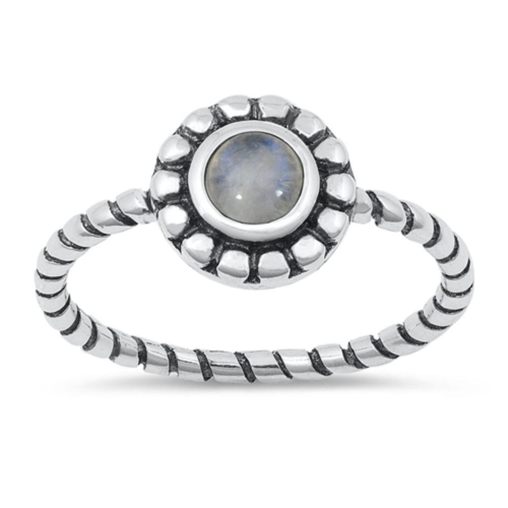 Sterling Silver Genuine Moonstone Lab Opal Ring - silverdepot