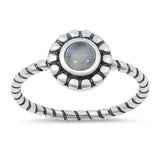 Sterling Silver Genuine Moonstone Lab Opal Ring