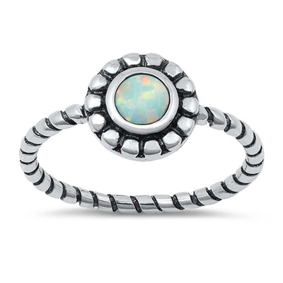 Sterling Silver Lab Opal Ring