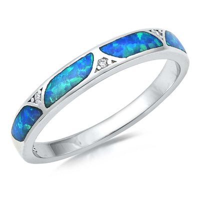 Sterling Silver Lab Opal Ring