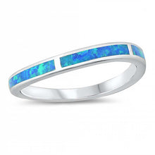 Load image into Gallery viewer, Sterling Silver Lab Wavy Band Opal Ring