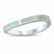 Load image into Gallery viewer, Sterling Silver Lab Wavy Band Opal Ring