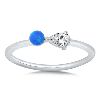Sterling Silver Lab Opal Ring