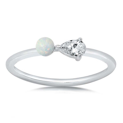 Sterling Silver Lab Opal Ring