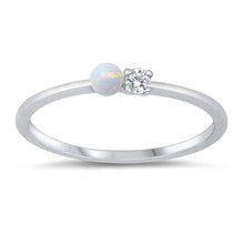 Load image into Gallery viewer, Sterling Silver CZ and White Lab Opal Ring
