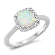 Load image into Gallery viewer, Sterling Silver Lab Opal and CZ Ring