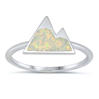 Sterling Silver Mountain White Lab Opal Ring