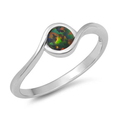 Sterling Silver Lab Opal Ring