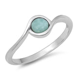 Sterling Silver Genuine Larimar Lab Opal Ring