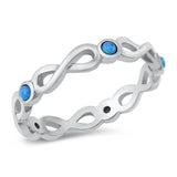 Sterling Silver Rhodium Plated Blue Opal Infinity Ring