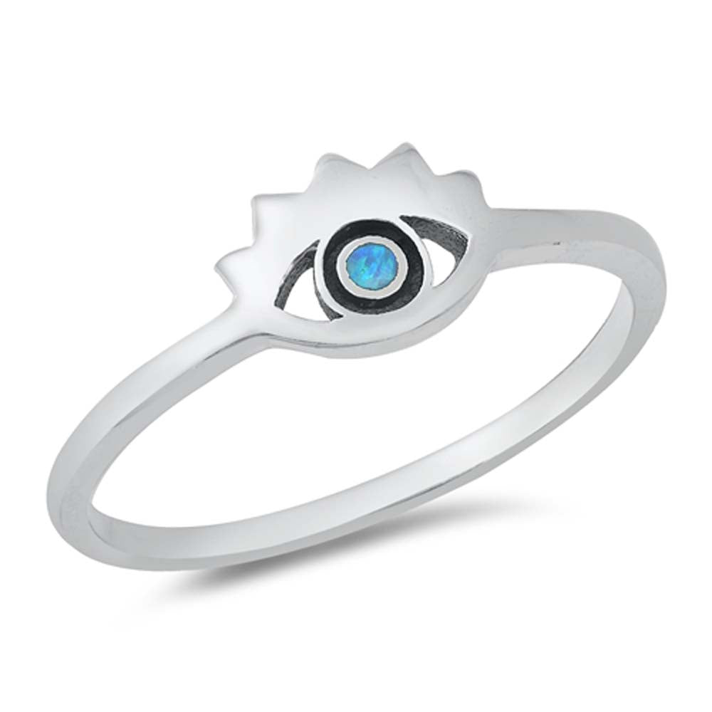 Sterling Silver Lab Opal Eye Ring