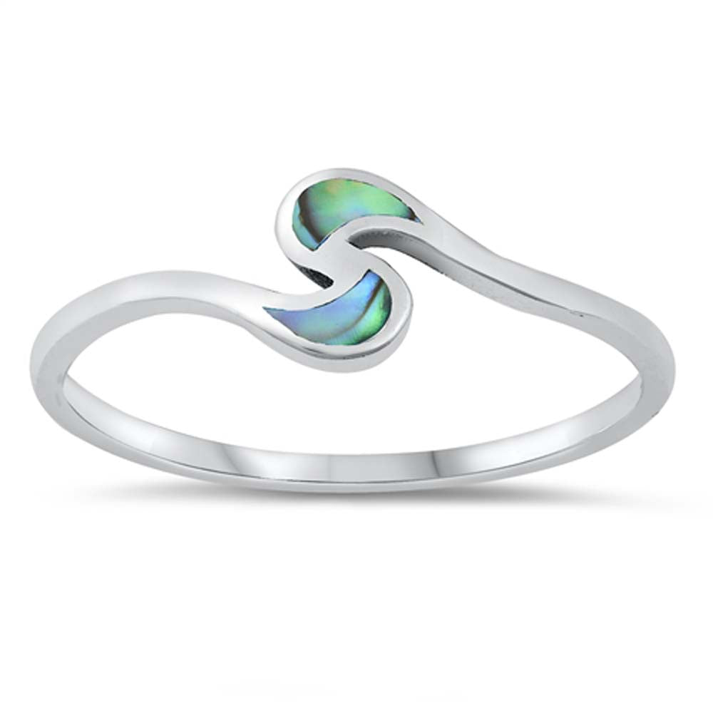 Sterling Silver Swirl Design 6mm Abalone Ring