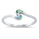 Sterling Silver Swirl Design 6mm Abalone Ring