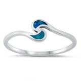 Sterling Silver Swirl Design 6mm Blue Lab Opal Ring