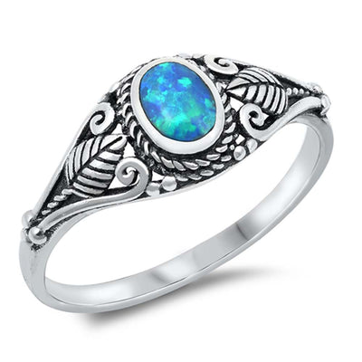 Sterling Silver Lab Opal Ring