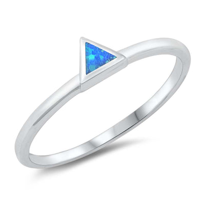 Sterling Silver Lab Opal Triangle Ring