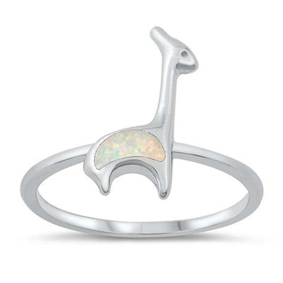 Sterling Silver Lab Opal Giraffe Ring