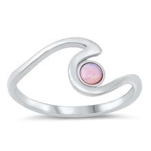 Load image into Gallery viewer, Sterling Silver Lab Opal Wave Ring